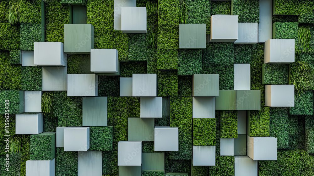 Poster Abstract vector background with white and green transparent rectangles