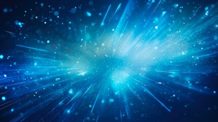 Obraz premium Blue Light Rays Sparkling with Particles in Abstract Background. Perfect for Christmas, New Year and Winter Themed Designs