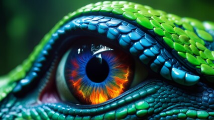 Obraz premium close up of colorful reptile eye