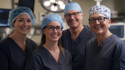 Smiling Surgical Team Doctors, Nurses, Hospital Operating Room