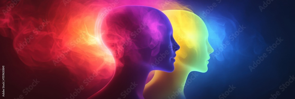 Leinwandbilder visually striking abstract faceless avatars surrounded by vibrant colors with ample space for text a