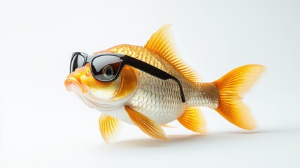 Golden fish in sunglasses: playful april fools' day scene