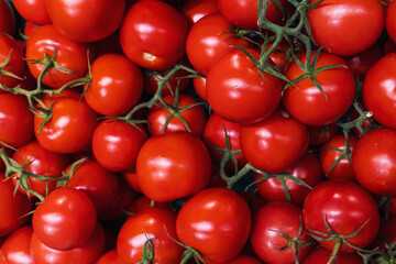 Ripe garden tomatoes ,cherry tomatoes in the store, fresh tomatoes