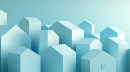 Obraz premium 3D render of a building vector. The contours of houses on a blue drawing