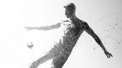 Fototapeta premium Football player of the triangles, particle divergent composition, vector illustration