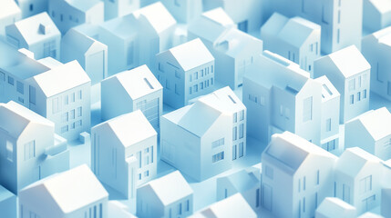 3D render of a building vector. The contours of houses on a blue drawing