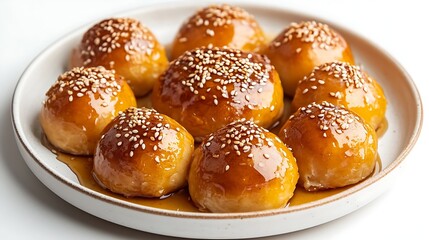 Turkish Lokma: Sweet Fried Dough Balls with Honey and Sesame Seeds