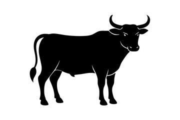 Bull black silhouette vector, Simple silhouette Design vector icon with white background