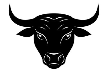 Bull Head black silhouette vector, Simple silhouette Design vector icon with white background
