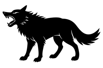  roaring wolf black silhouette vector, Simple silhouette Design vector icon with white background