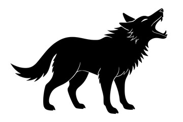  roaring wolf black silhouette vector, Simple silhouette Design vector icon with white background