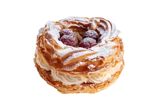 Paris Brest cake on a white background