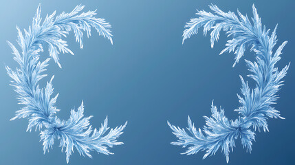 Frostwork, snow frost , frozen ice crystals frame on transparent background, frame border. Frostweave. Illustration