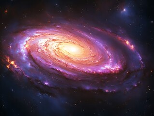 Vibrant Spiral Galaxy in Deep Space Showing Stellar Formation