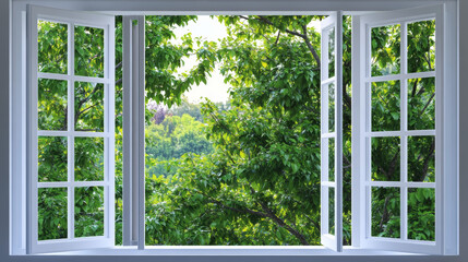 Fototapeta premium Large Clear Isolated Slide PVC Office Windows for Design, Modern Interior House Building Empty White Frame Decoration