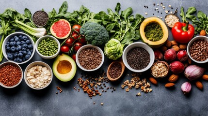 Vibrant Healthy Eating Ingredients on Clean Background