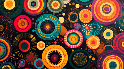 A seamless background of circular patterns. Seamless patterns from shapes color. A star-shaped pattern.