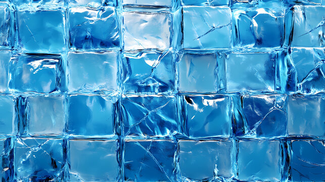 Background of textured blue ice bricks and blocks creating a cool and icy wall. Frostweave. Illustration