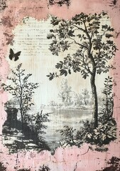 French Toile Junk Journal Papers Vintage Toile De Jouy Journal Pages Shabby Chic Paper