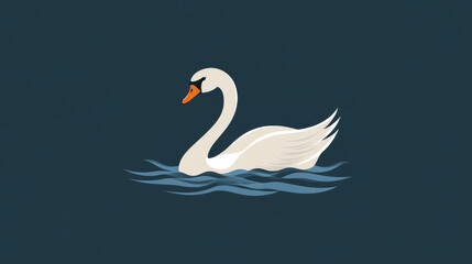 Fototapeta premium Vector logo Swan. Brand logo in the form of a Swan in the water.