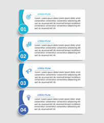 Business infographic design template with 4 options, steps or processes. Can be used for workflow layout, diagram, annual report, web design