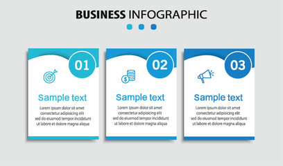 Infographic design template with icons and 3 options or steps. Can be used for process diagram, presentations, workflow layout, flow chart, info graph