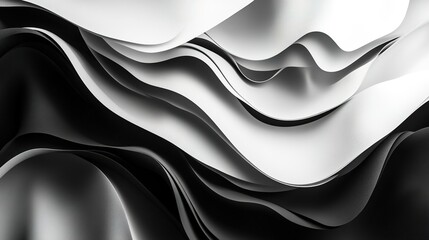 Obraz premium Flowing layers of black and white create dynamic, elegant textur