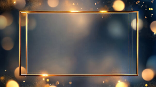 Gold thin frame. Luxury rectangle shape line border vector. Elegant square art deco boarder element for premium vintage design. Birthday or wedding chic and minimal ornament cadre with metal gradient