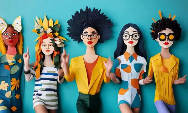 Playful Cartoon Women Dancing at a Colorful Party Illustration