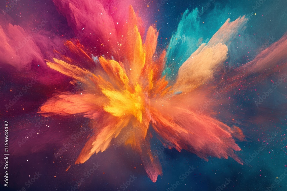 Aufkleber Vibrant abstract explosion of colors creating dynamic visual energy with space for text placement. Generative AI