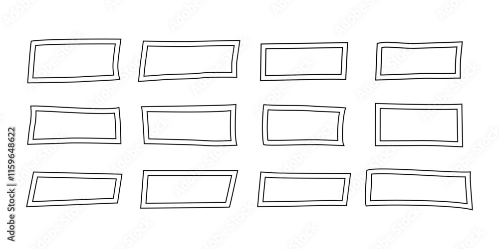 Poster set of frames for text in doodle and hand drawn style. minimalist trendy modern design. wave scribbl
