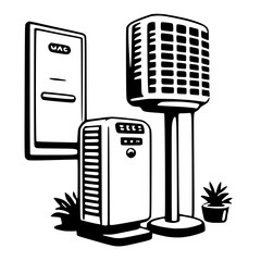 Air conditioning unit front view illustration