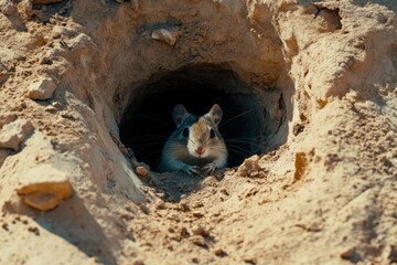 Obraz premium Kangaroo rat in burrow desert landscape peaceful and hidden