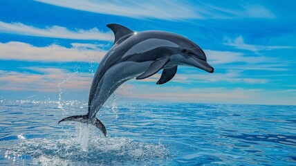 Fototapeta premium two dolphins jumping