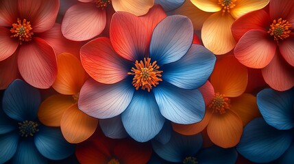 Vibrant Blue And Orange Flowers Close Up