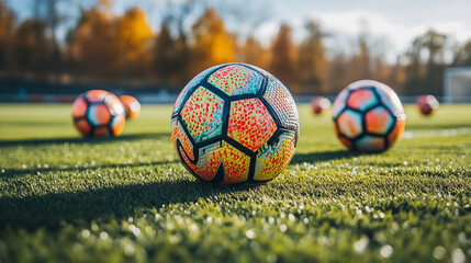 Fototapeta premium Soccer ball, soccer game, a lot of balls, the texture of the balls