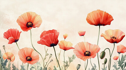 Obraz premium Pattern with poppies flowers. Vintage design element