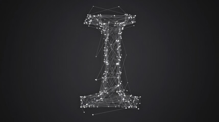The letter I consists of points, lines and triangles. Vector illustration
