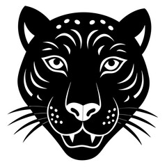  leopard head black silhouette vector, Simple silhouette Design vector icon with white background