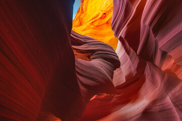 artistic antelope canyon near page in arizona - travel and art concept