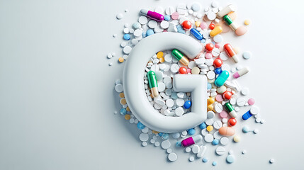 The letter G of the medications on a white background.
