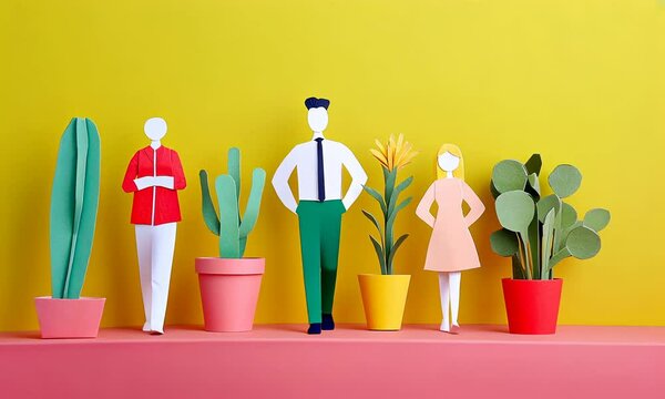 Playful 3D Vector Illustration of Dancing Business Team with Colorful Origami Characters