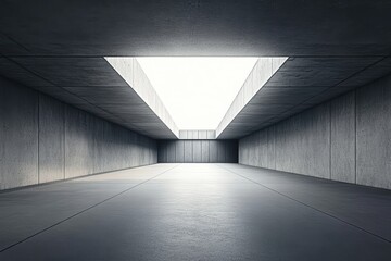 抽象的な空間と光が交差するコンクリートの空間の内部