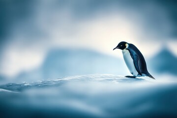 Obraz premium Emperor penguin on icy Antarctic floe isolated and resilient