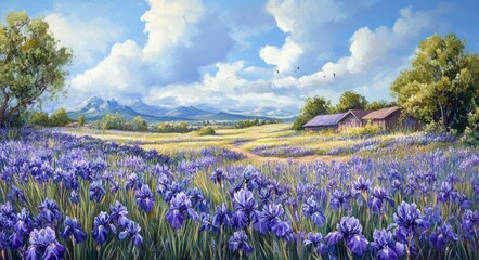Serene Meadows of Lavender Irises: A Peaceful Natural Haven