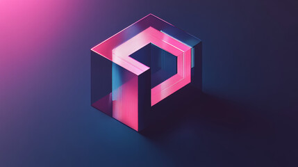 Vector letter P logo. The cube with the letter P brand logo
