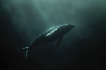 Fototapeta premium Humpback whale singing underwater serene and contemplative scene