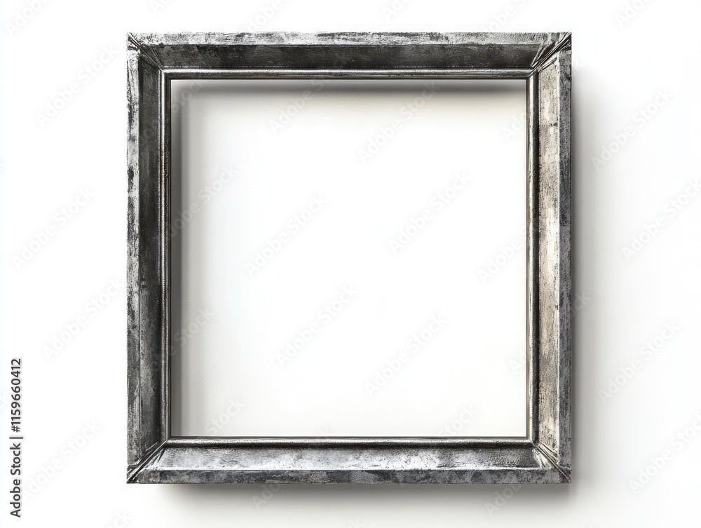 Poster isolated metal frame: 3d square design with blank space on pristine white background