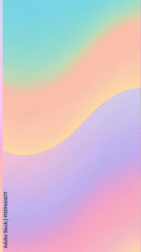 Poster colorful pastel gradient with soft curved waves for background design