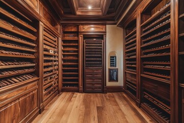 Fototapeta premium Vintage wooden storeroom filled with antique boxes and tools in a rustic environment